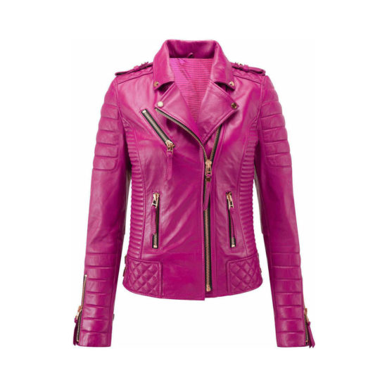 Women Pink Leather Jacket