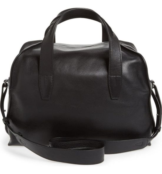 Black Cowhide Leather Duffle Bag