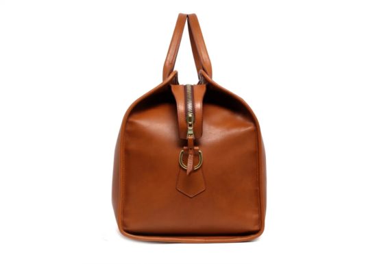Golden Brown Leather Duffle Bag
