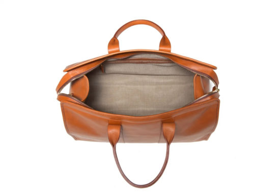 Golden Brown Leather Duffle Bag